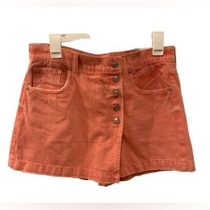 NWT AMERICAN EAGLE coral pink button denim jean skort skirt